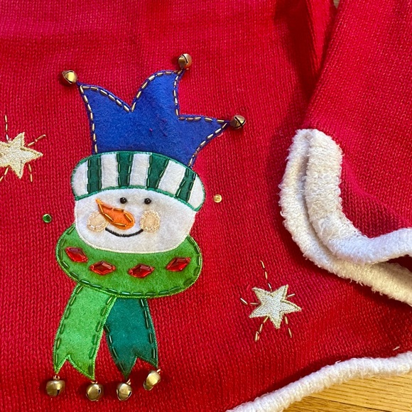 Vtg. CHRISTMAS Sweater/Heirloom Collectables/L/snowmen & scarves/red,blue,green - Picture 3 of 8